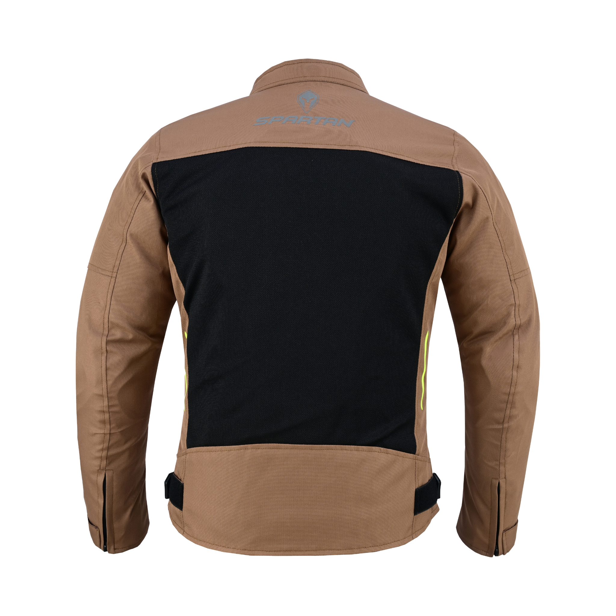 Vista posterior de la chaqueta SPARTAN Mesh color arena