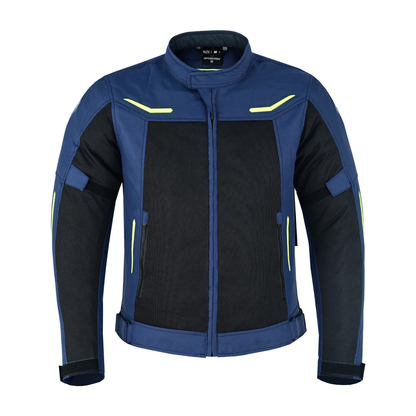 Chaqueta SPARTAN Mesh azul para motociclista, vista frontal