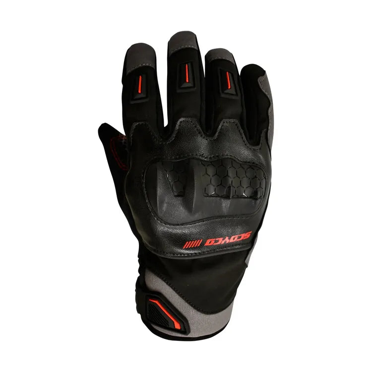 Guante SCOYCO MC192 Impermeable, vista del dorso con detalles rojos