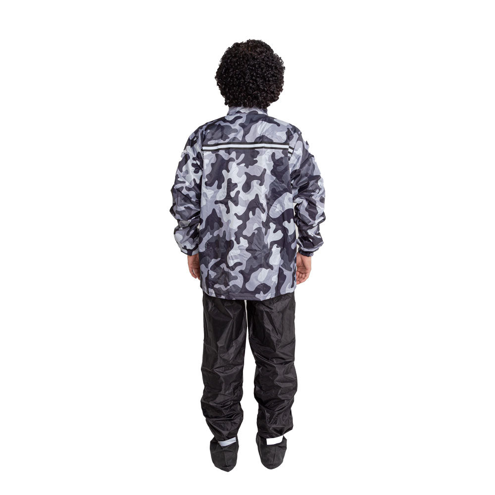 Impermeable Adventure camuflado para moto, vista posterior completa