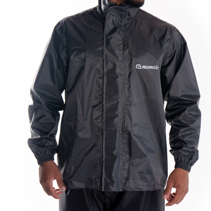 Impermeable Ride Gepack V3TROX, chaqueta negra, vista frontal
